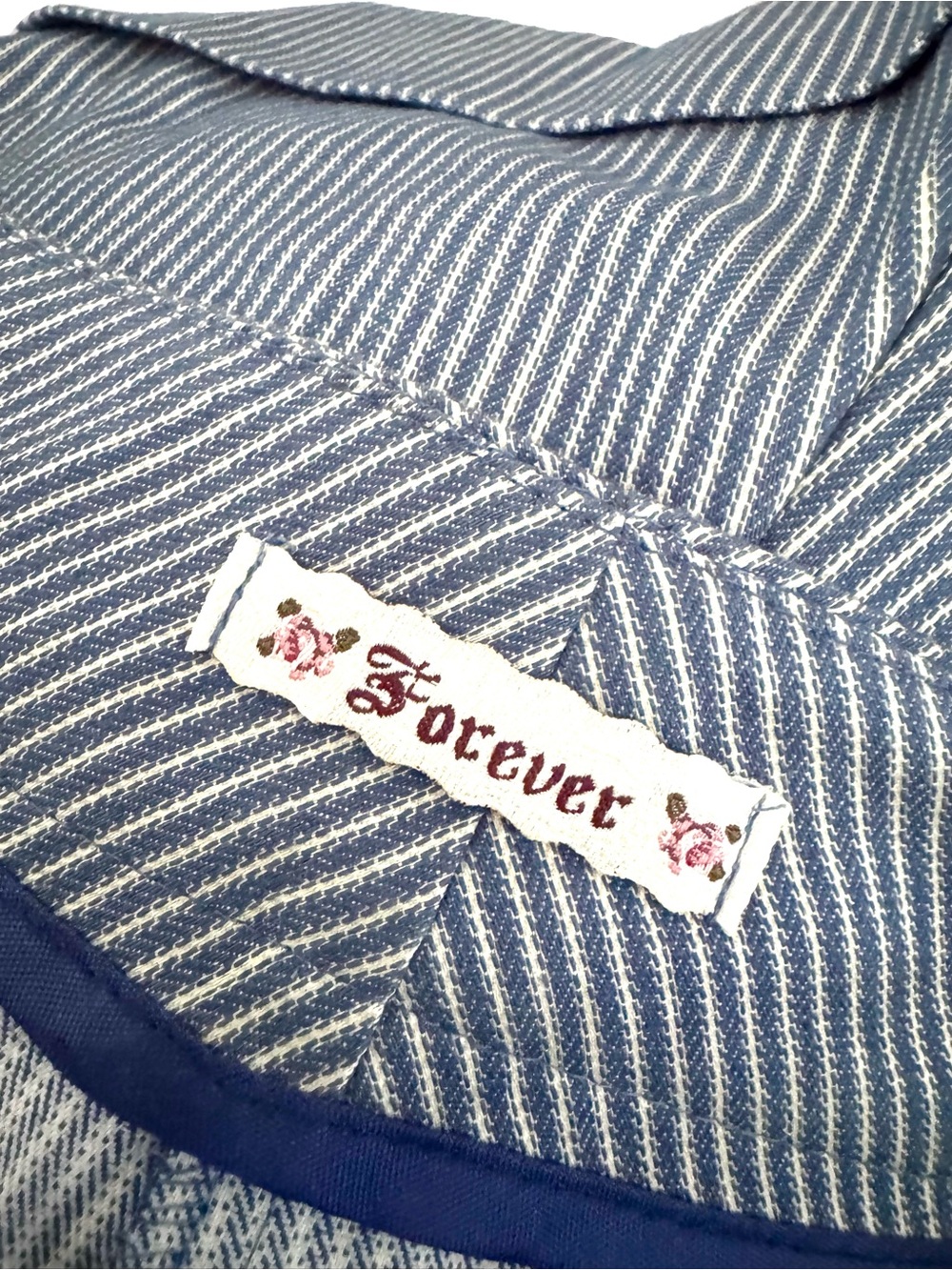 Forever 21 Navy and White Pinstripe High Waist Shorts - Picture 3 of 4